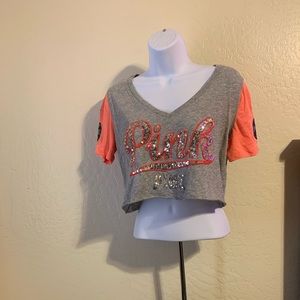 DIY Victoria Secret Pink crop t-shirt
